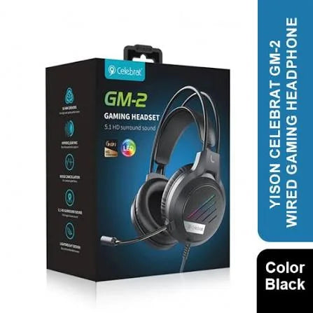 Celebrate GM-2 Wired Gaming Headset, 3D Surround Sound, Support Dual Stereo Channel - Blackw