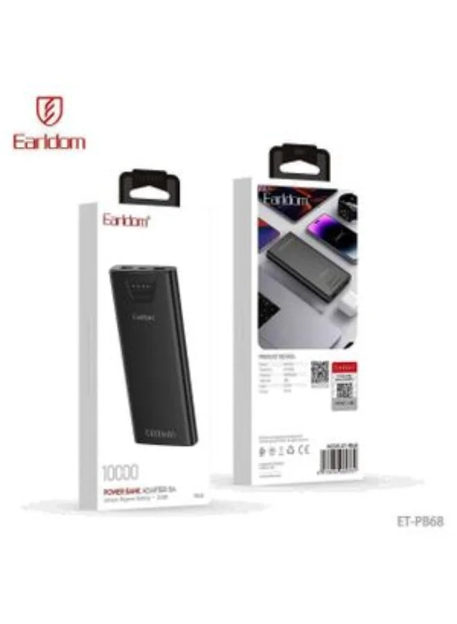 Earldom ET-PB 68 10000mAh Power Bank With Dual USB Output - LED Display